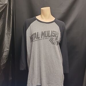 Metal Mulisha Men's Charcoal and Black Long Sleeve Tee